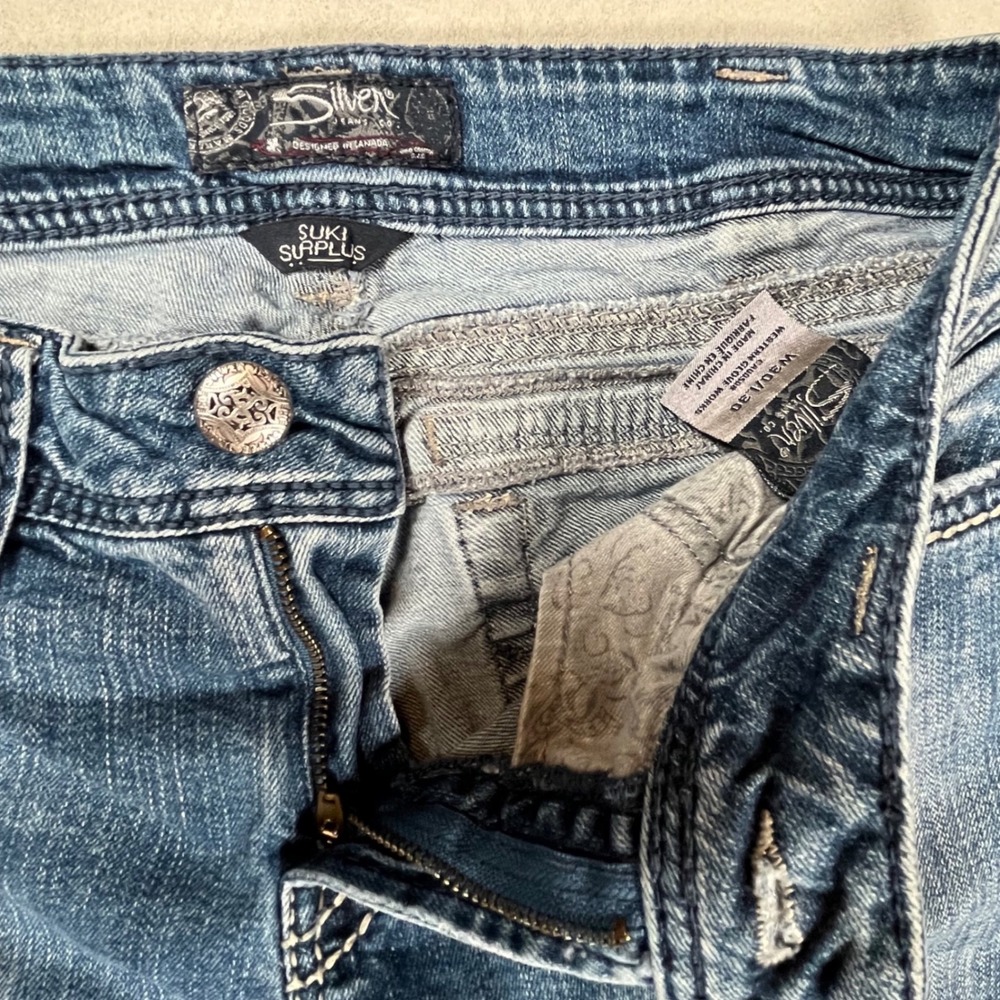 Silver Jeans Suki Surplus Bootcut Jeans Women 30 Blue Thick Stitch Flap Pocket - Picture 4 of 10